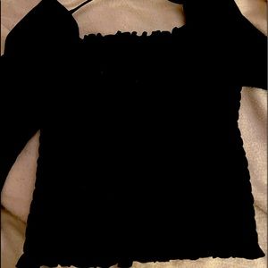 Black cinched cropped shirt